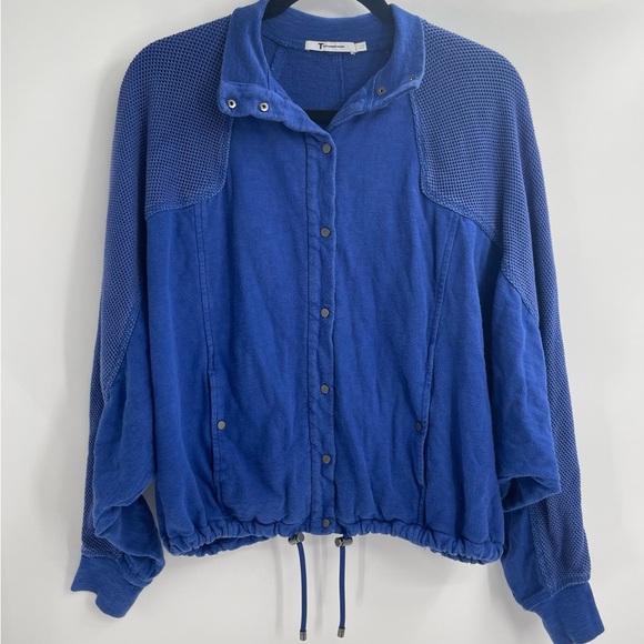 T By Alexander Wang Blue Boho Zip Up Bomber Jacket Size Small - Picture 3 of 13